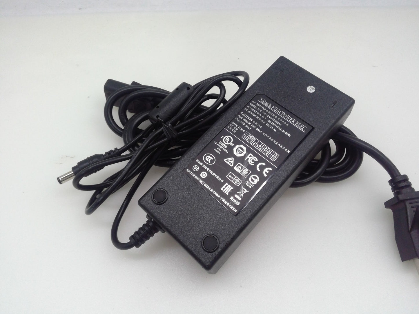 Genuine EA11011M-240 EDAC AC Power Supply Adapter 24V 5A 5.5*2.5mm