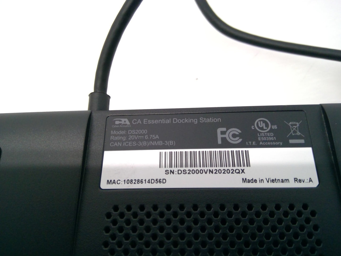 Cyber Acoustics DS-2000 USB-C Docking Station Dual Monitor 4K DP HDMI Ethernet