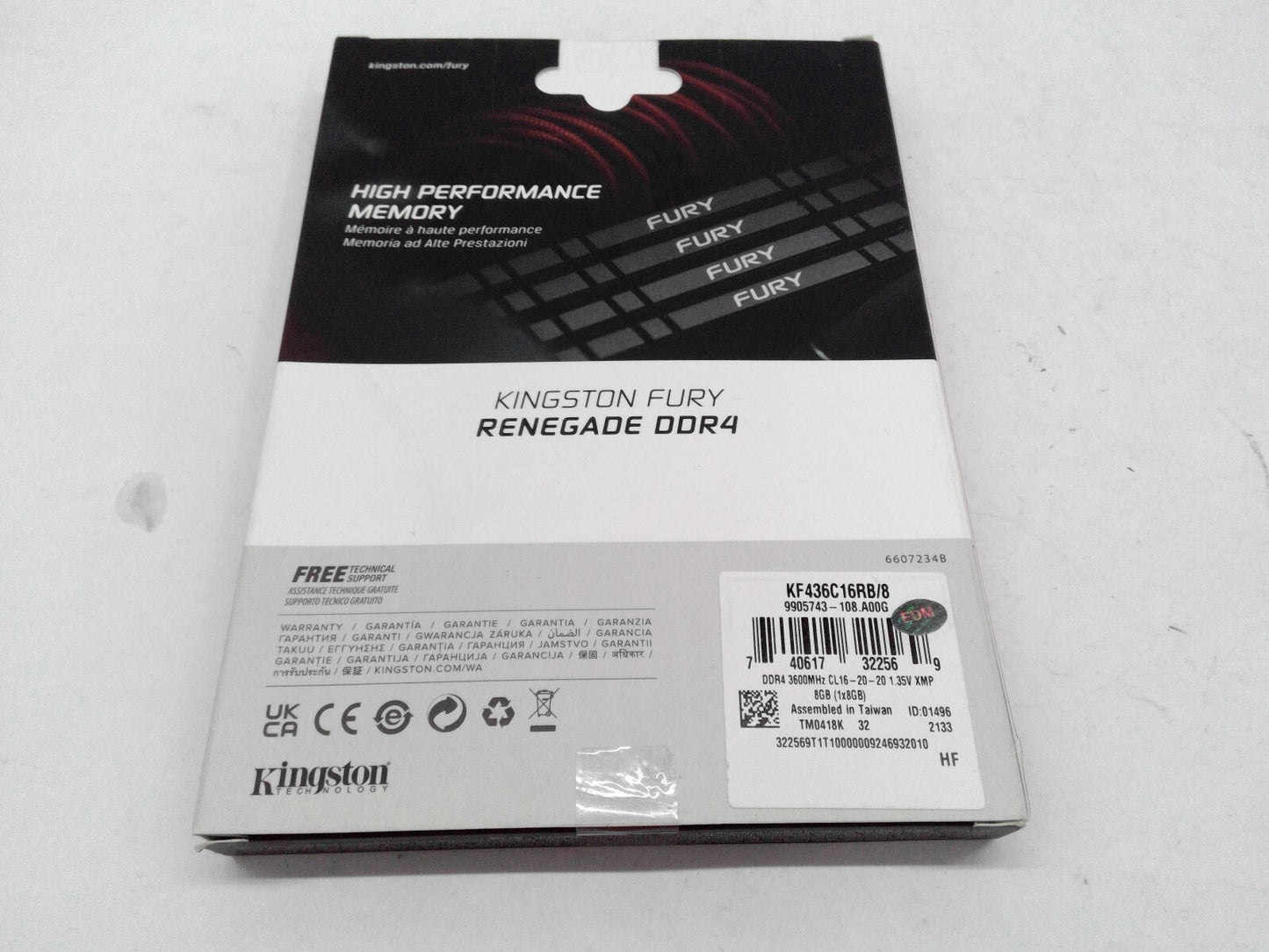 NEW Kingston Fury Renegade RAM PC Memory DDR4 3600MHz 8GB x 1 CL16 KF436C16RB/8