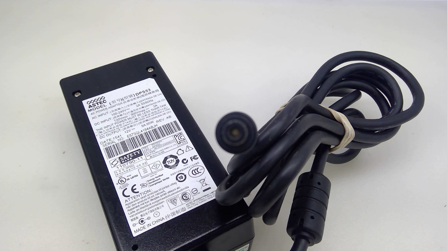 GENUINE ASTEC DPS53 60W AC POWER ADAPTER 12V 5A W/Power Cord