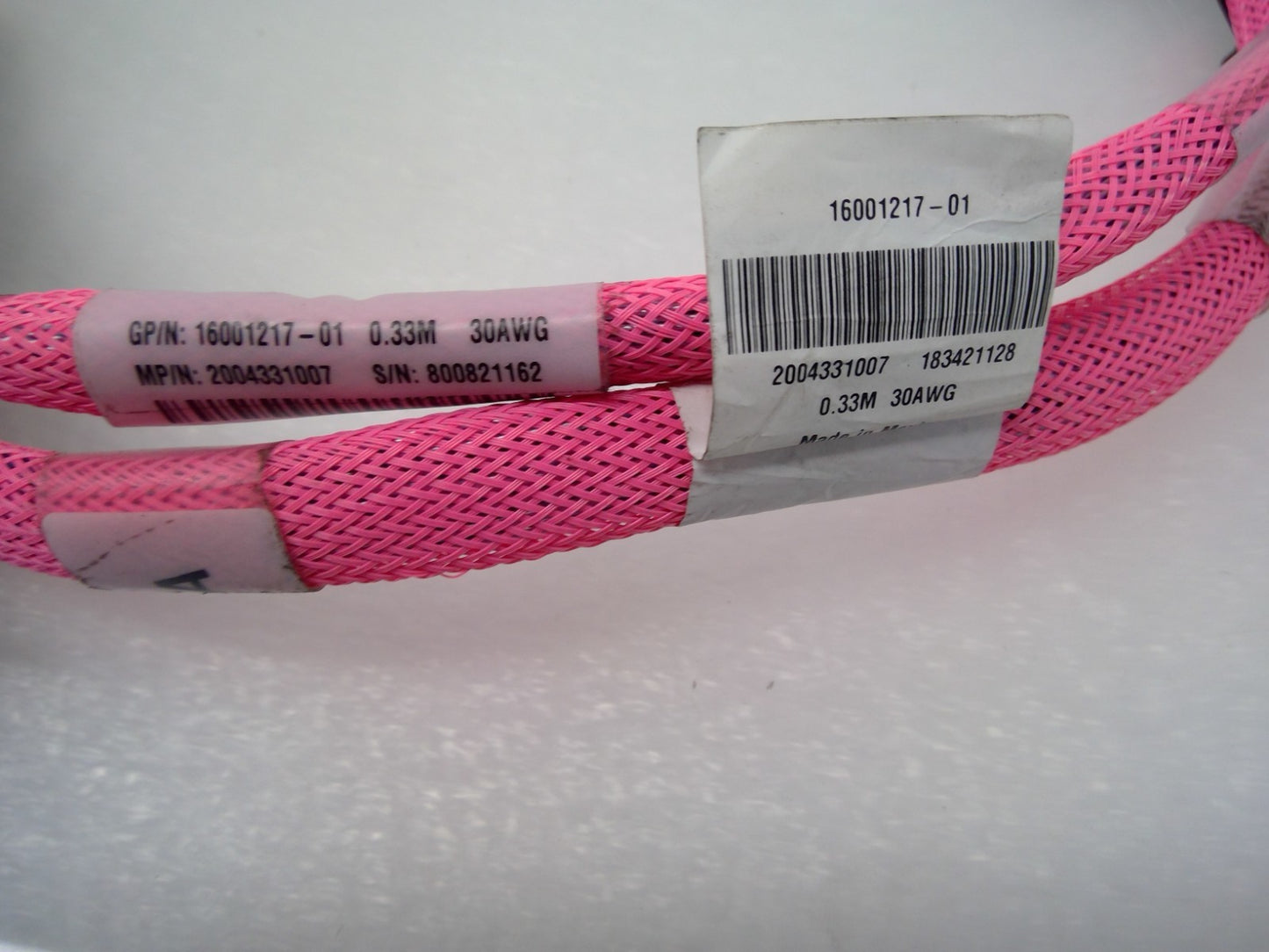 Molex 2004331007 High Speed Data Cable 16001217-01 30AWG 0.33M PINK Braid *read*