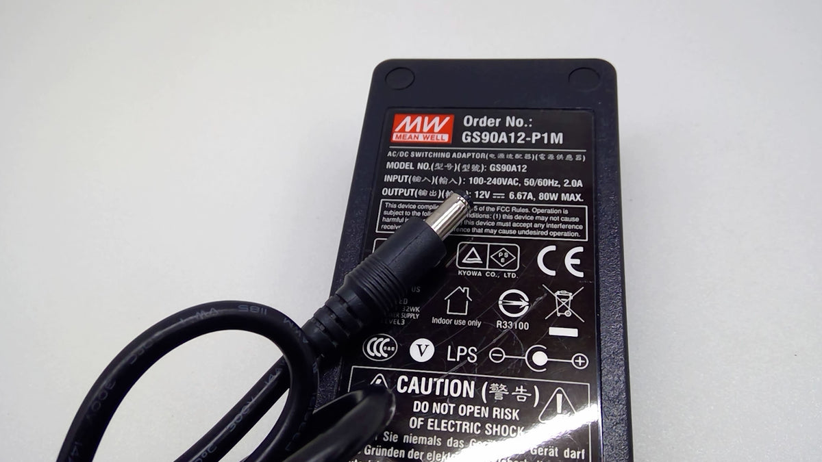 MEAN WELL GS90A12-P1M 80W 12V 6.67A AC/DC Adapter 5.5x2.5mm
