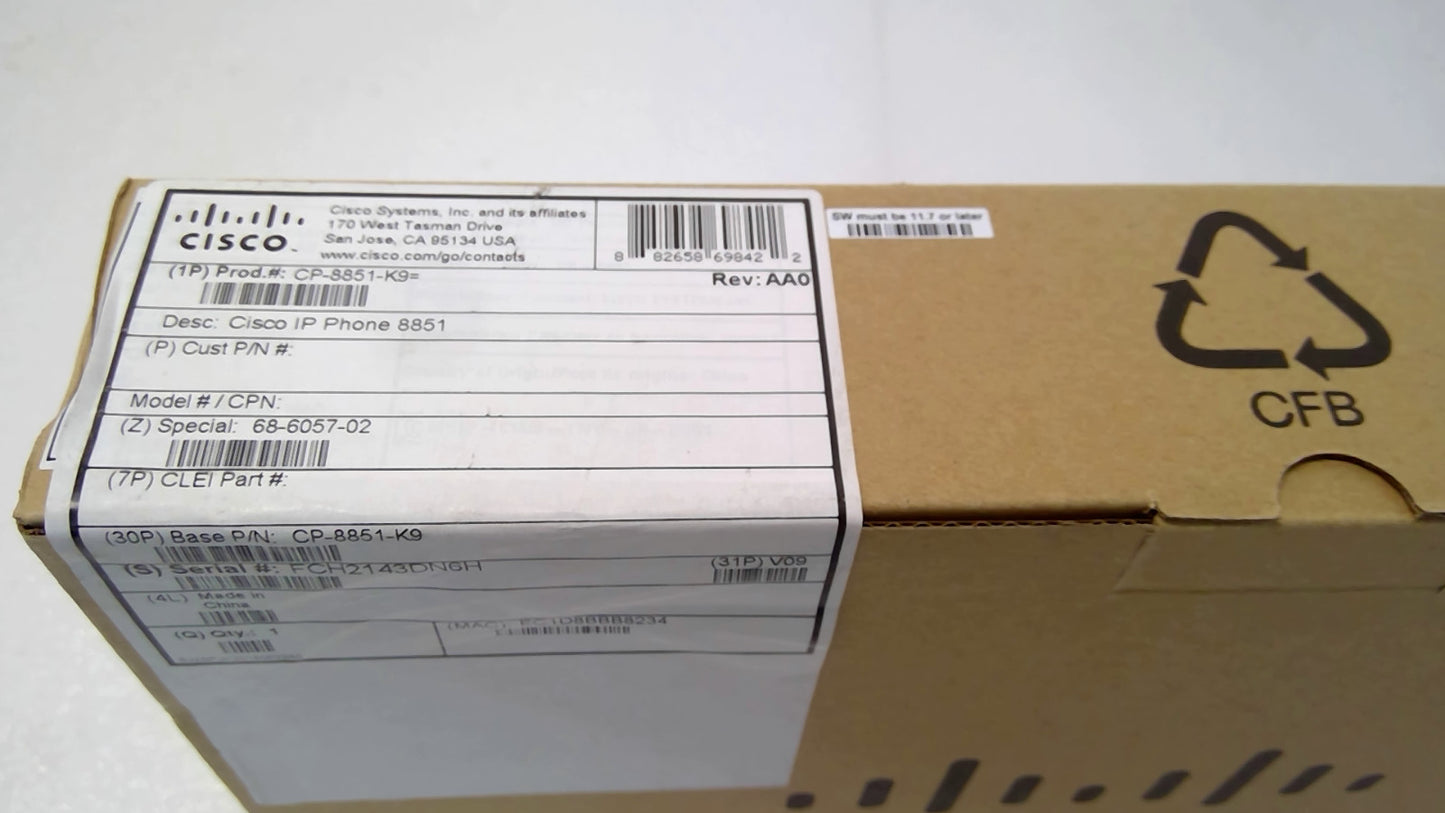 Unopened NEW IP Phone 8851 CP-8851-K9 5 Line VoIP Business Class Phone