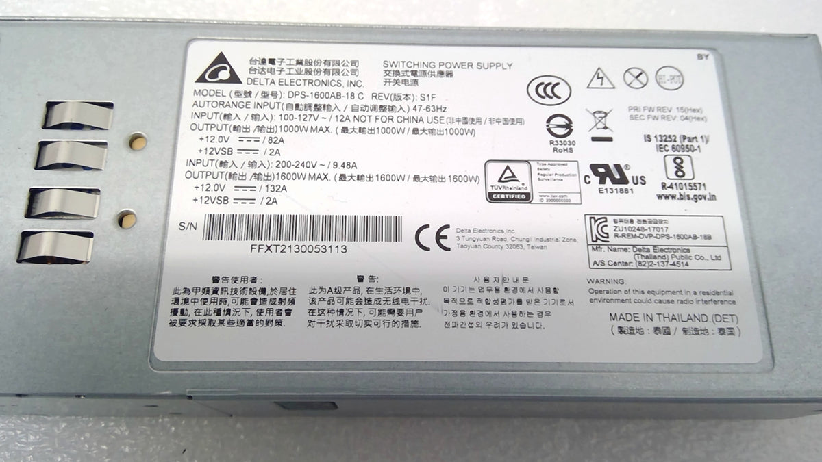Delta DPS-1600AB-18C 1600W Power Supply NetApp FAS8300 AFF A400 A250 PSU 114-002