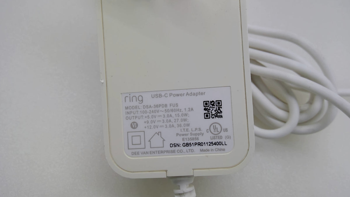 Genuine Ring DSA-36PDB FUS 36W USB-C Power Adapter for Ring Alarm Pro