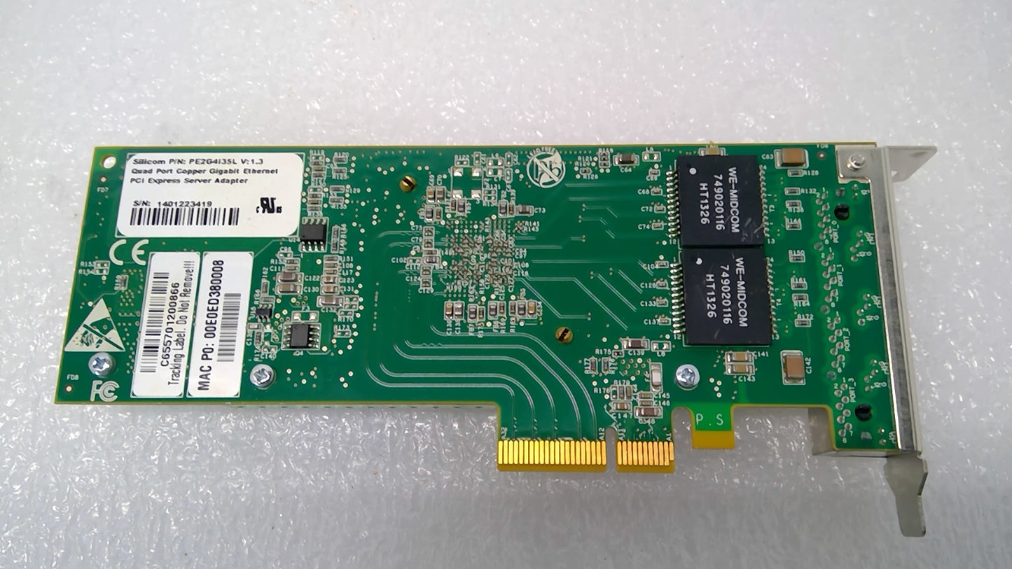 Silicom PE2G4I35L V:1.3 Quad Port Copper Gigabit PCIe Ethernet Adapter