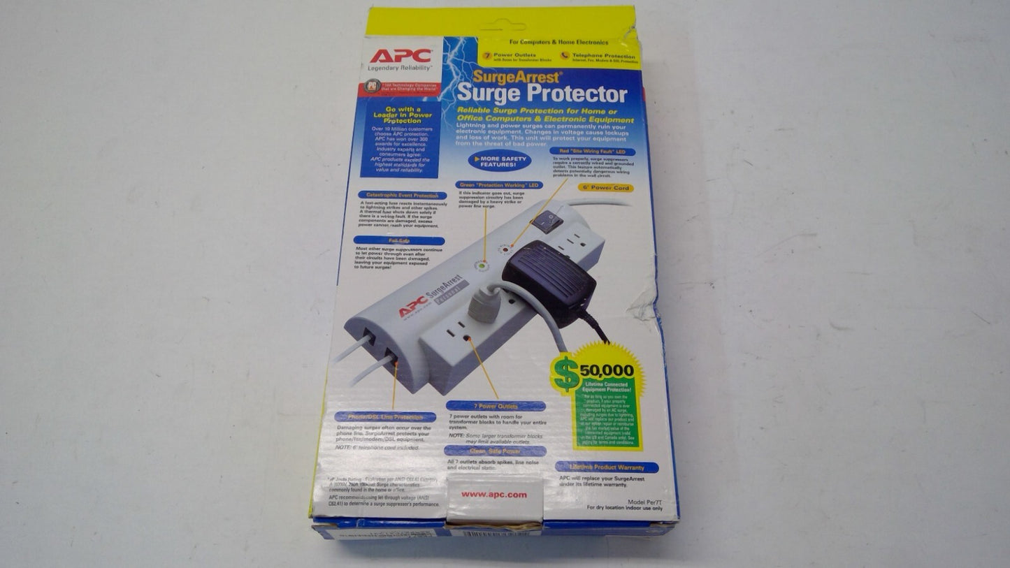 NIB APC SurgeArrest Personal Surge Protector PER7T 7 Outlets Home Office