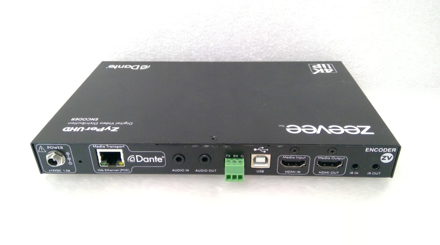 ZeeVee ZyPerUHD-EA 4K AVoIP Encoder with Dante Audio - 1Gb HDMI 2.0 PoE