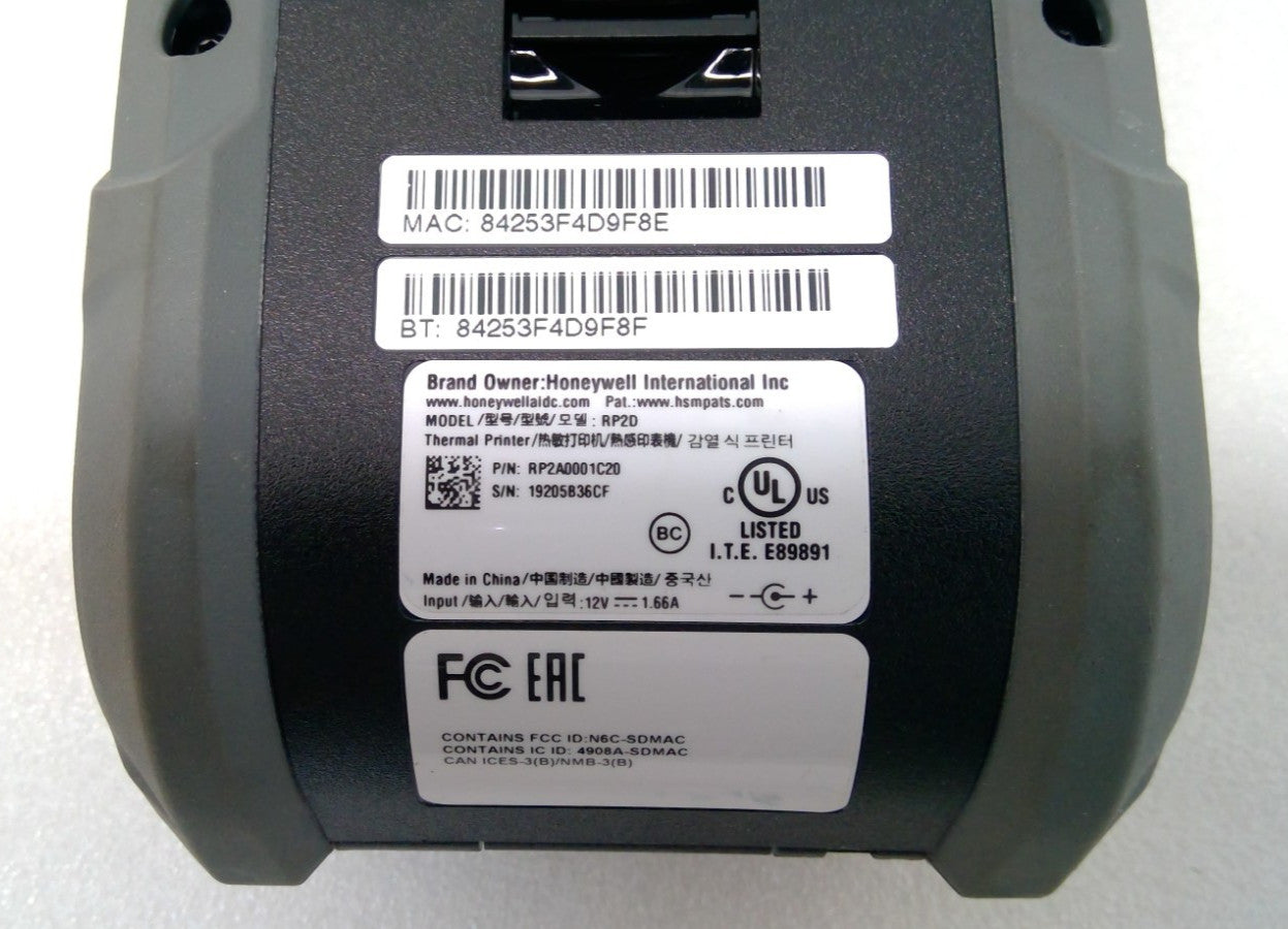 Honeywell RP2D Rugged Mobile Bluetooth Thermal Bar Code Label Printer