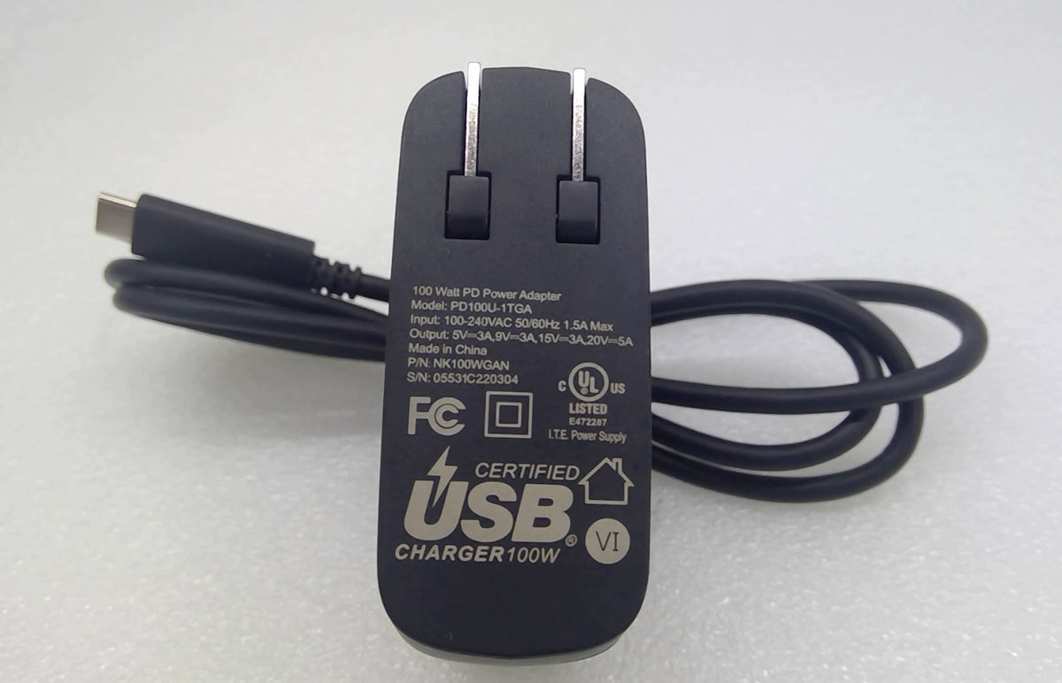 Nekteck PD100U-1TGA 100W GaN USB-C PD Charger w/ USB-C to USB-C Cable