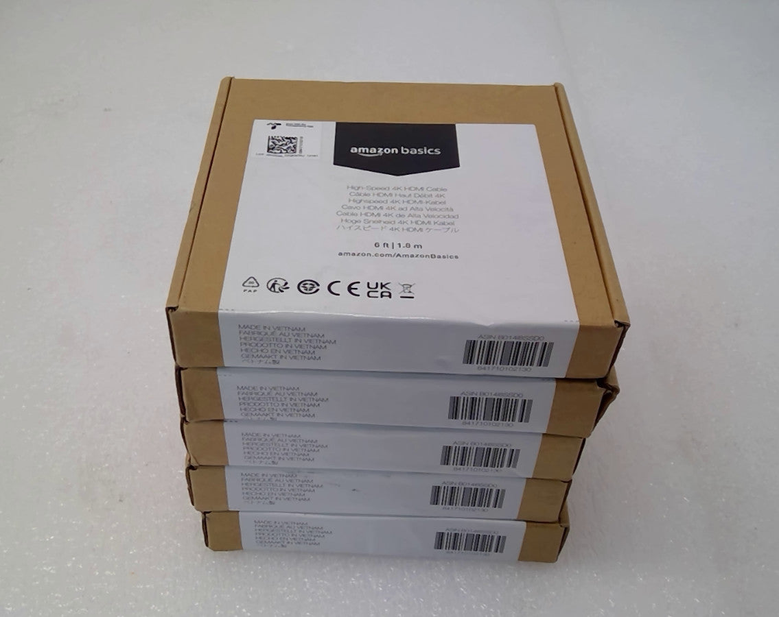 sealed LOT OF 5 Amazon Basics High-Speed 6ft 1.8M HDMI Cable 4K 60Hz B014I8SSD0