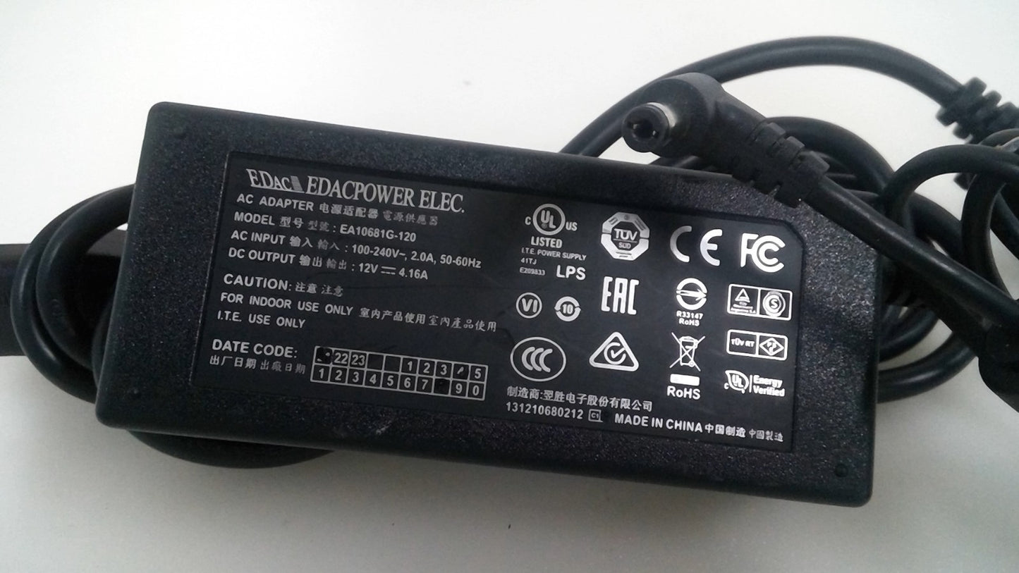 Genuine EDAC EA10681G-120 12V 4.16A Power Supply Adapter Charger 5.5*2.1mm