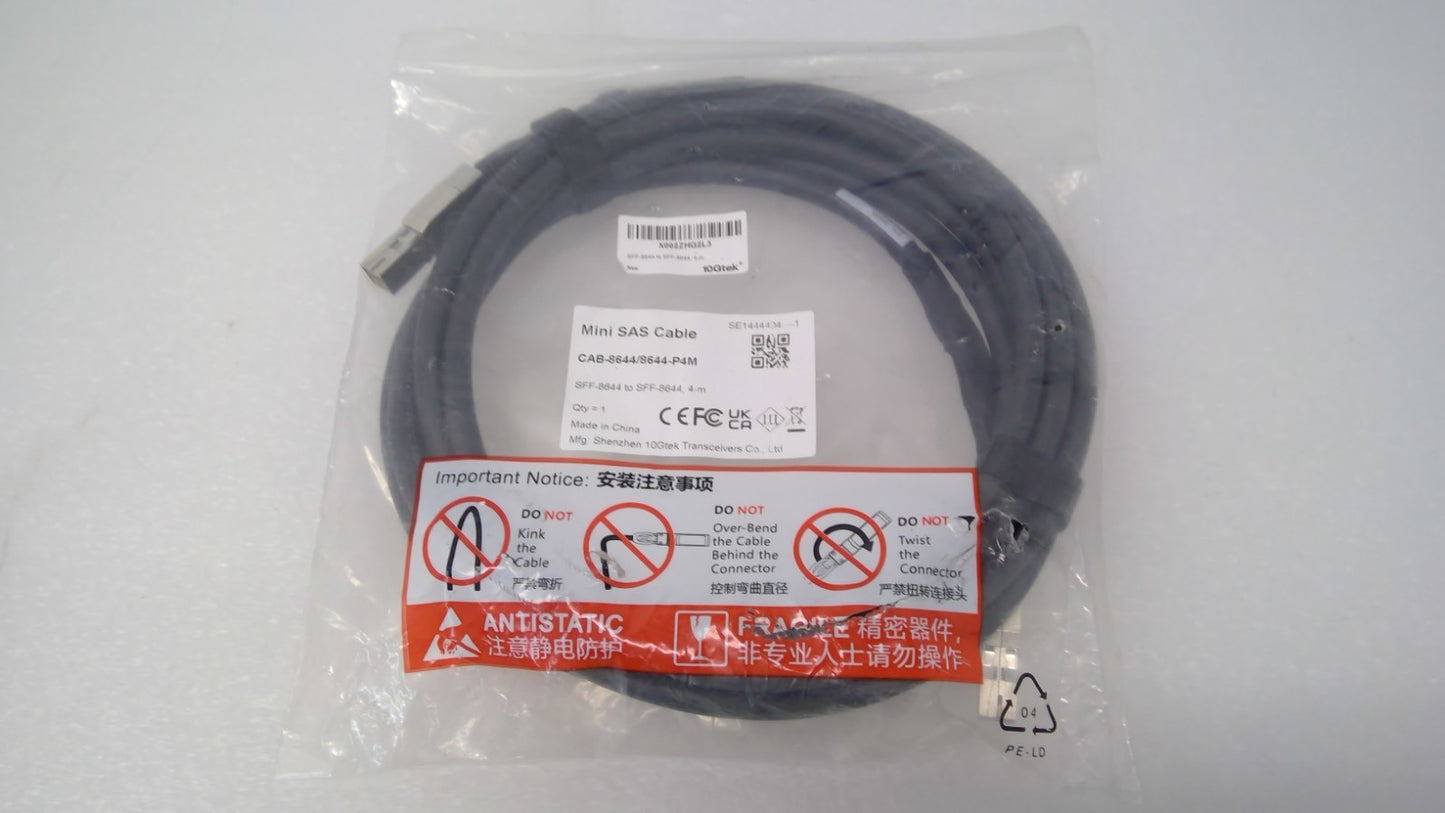 NEW 10Gtek 4m External Mini SAS HD SFF-8644 to SFF-8644 CAB-8644/8644-P4M 26AWG