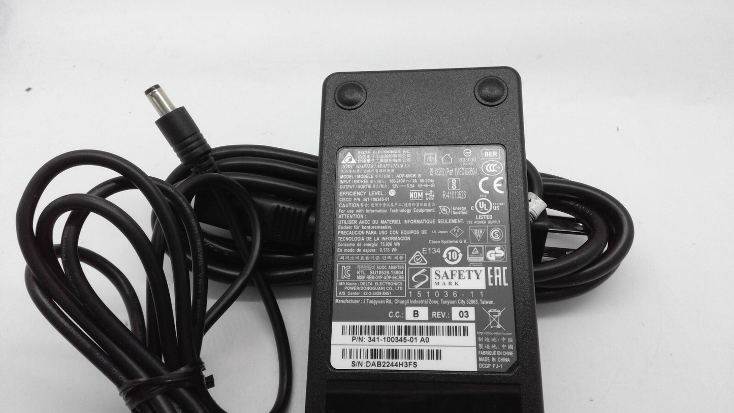 OEM Delta ADP-66CR B 12V 5.5A 66W AC/DC Power Supply Adapter with Power Cord