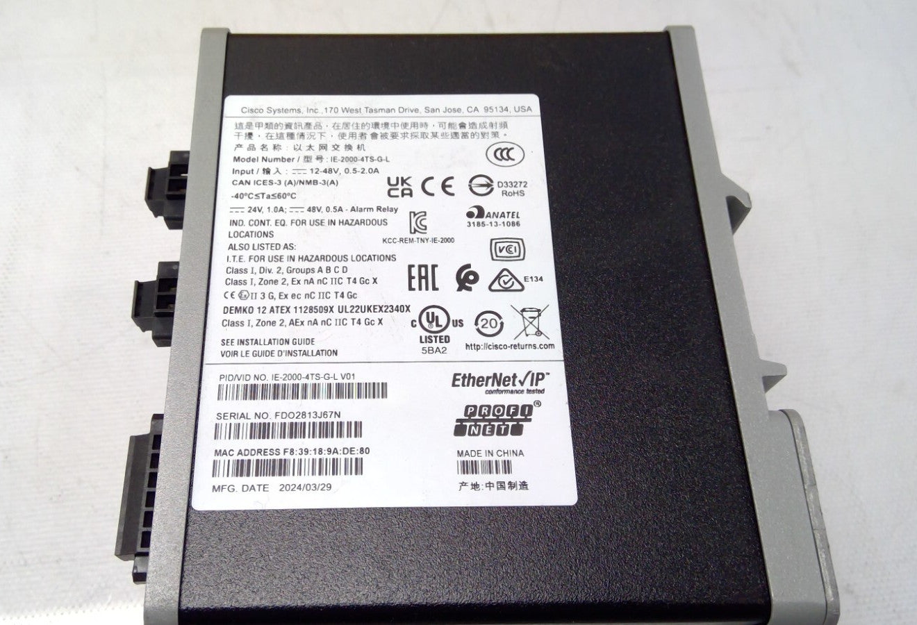 NOB Cisco IE-2000-4TS-G-L Industrial Ethernet Switch 2xSFP Gig P 4x 10/100