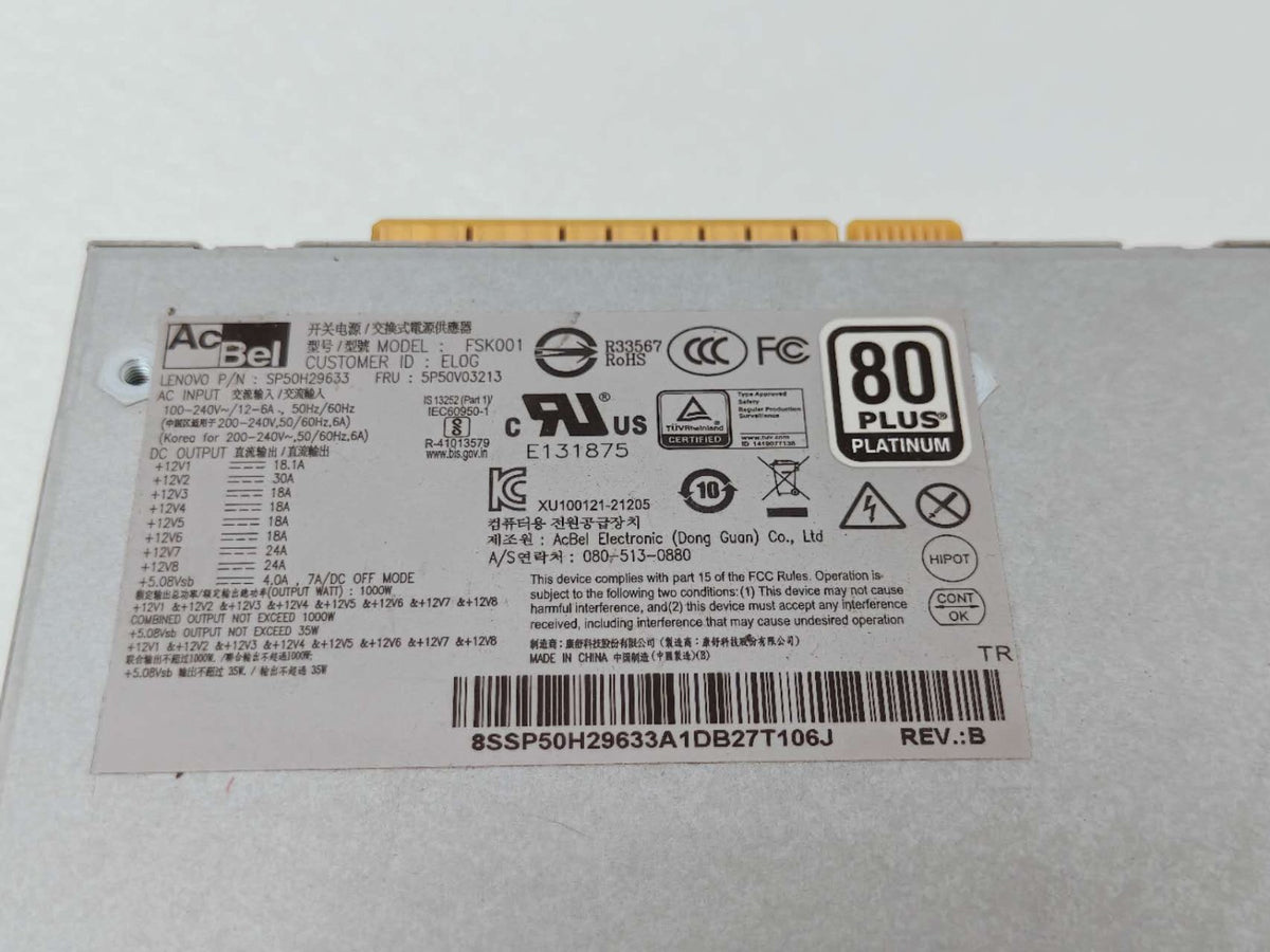 Lenovo FSK001 1000W Power Supply ThinkStation P520 P620 P720 5P50V03213
