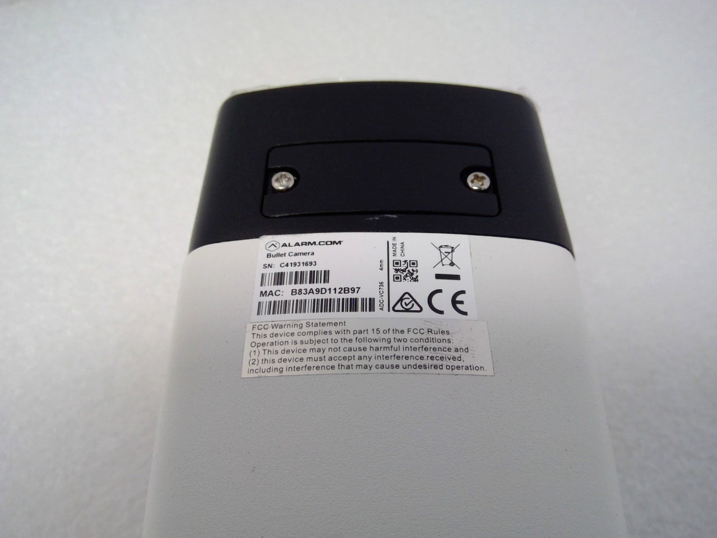 Alarm.com ADC-VC736 Indoor/Outdoor Bullet Camera, 1080p HD, PoE, IR Night Vision