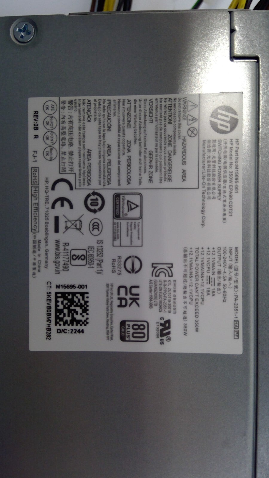 HP TG02-0013W 350W M15695-001 Power Supply 350W PA-2351-1