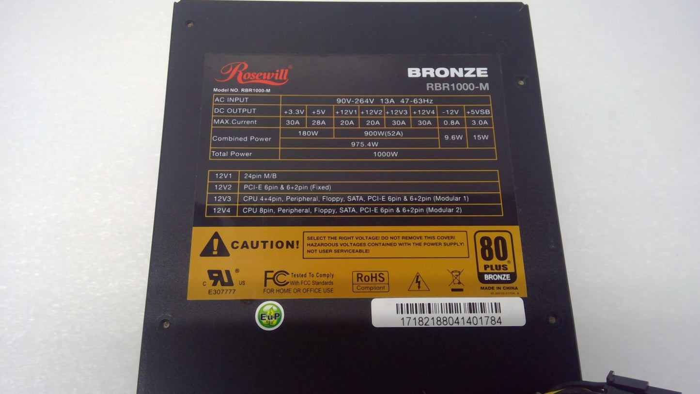 Rosewill RBR1000-M Semi Modular Power Supply 80 Plus Bronze ATX Gaming PSU