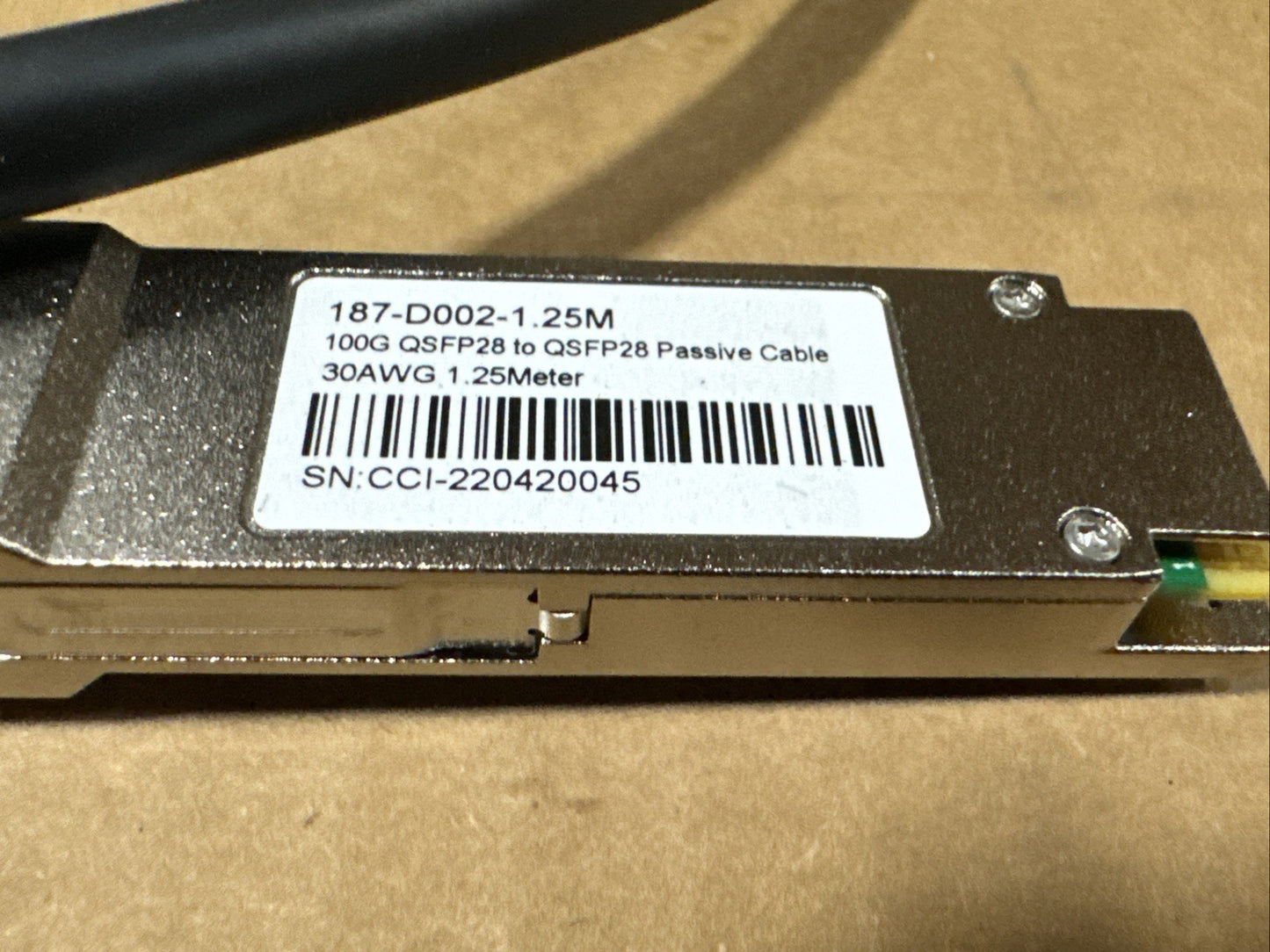 CCI 100GbE QSFP28 to QSFP28 PVC 30AWG Passive Cable 187-D002-1