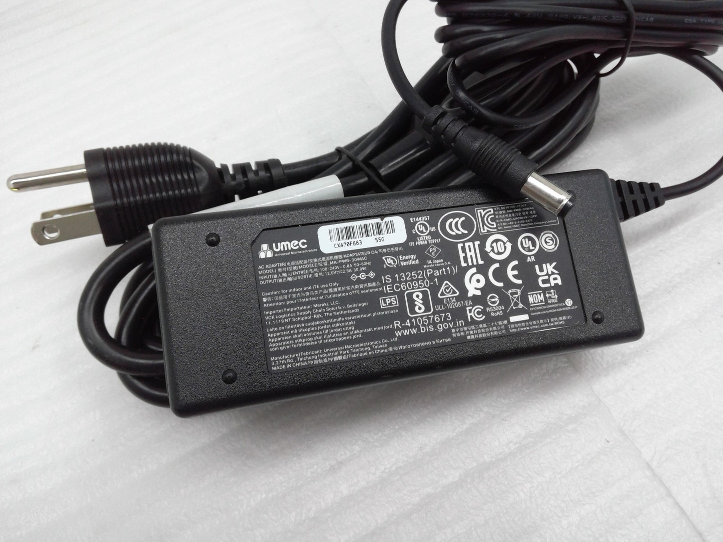 UMEC AC Adapter MA-PWR-30WAC For Cisco Meraki MX64 MX64W MX67 MX67W MX67C MS120
