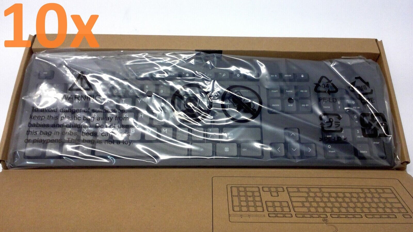 Lot of 10 - NEW HP DESKTOP PC 125 WIRED USB KEYBOARD M27527-001