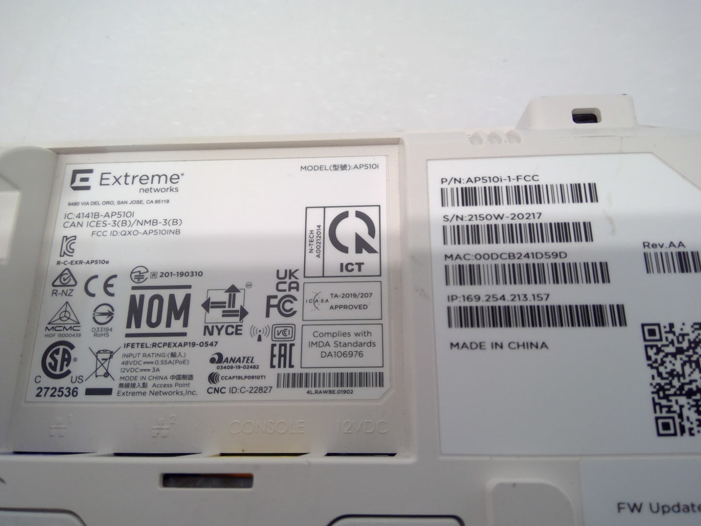Extreme Networks AP510I-1-FCC Wireless Access Point Enterprise Grade AP510i