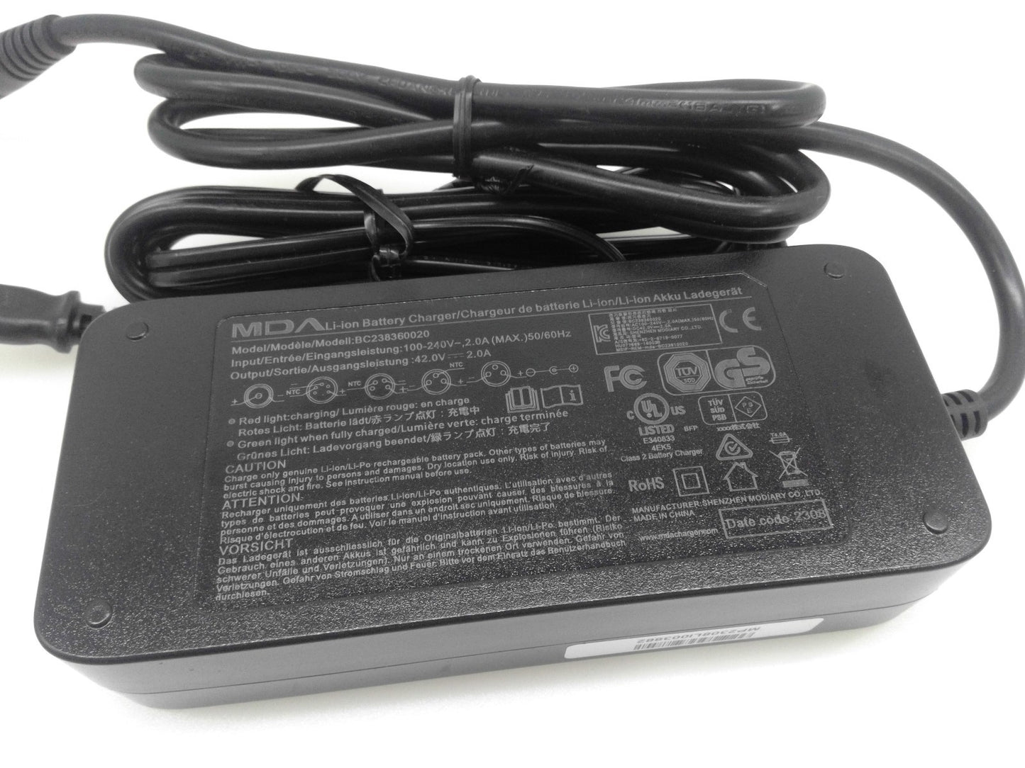 Genuine MDA Li-ion Battery Charger 42V 3A MODEL: BC238360020 Tip 5.5*2.5mm