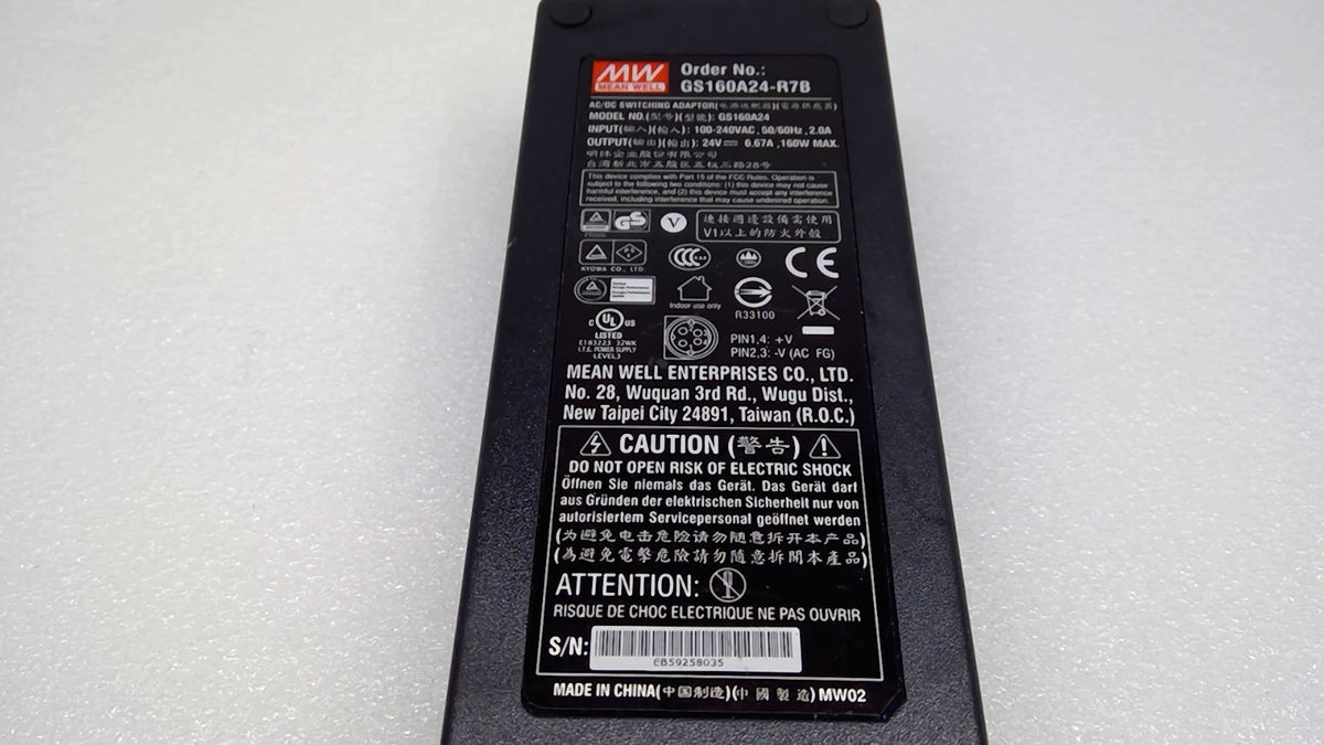 Genuine Mean Well GS160A24-R7B 160W 24V 6.67A 4-Pin AC/DC Power Adapter
