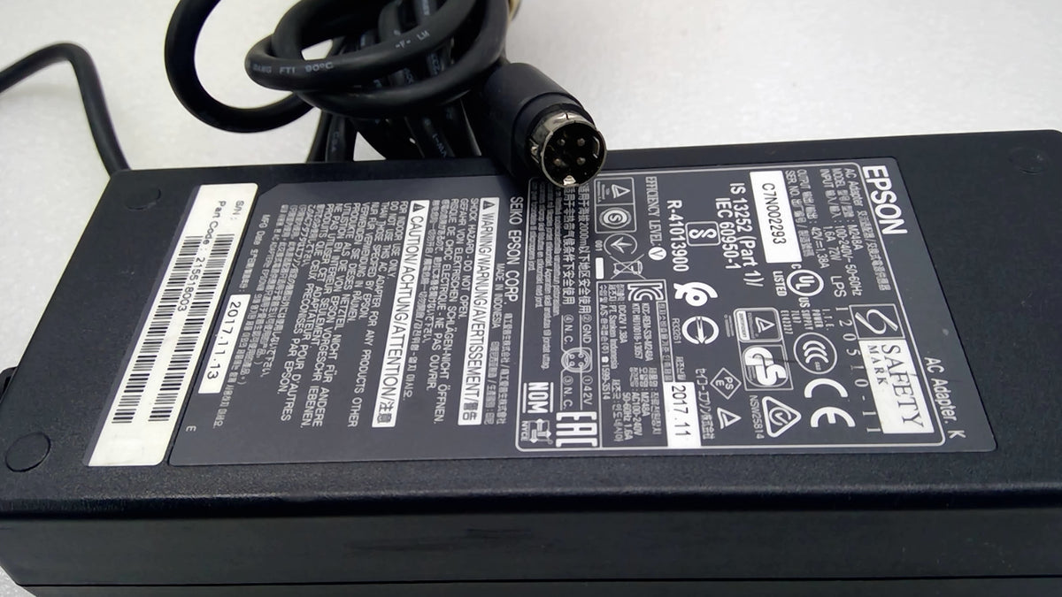 Genuine Epson M248A 58W 42V 1.38A 4-Pin AC Adapter TM-C3500 GP-C831