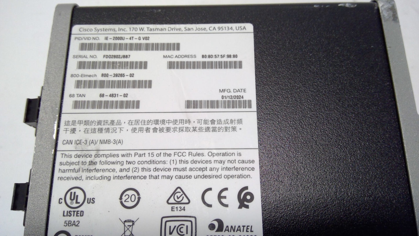 Cisco Industrial Ethernet IE-2000U-4T-G 6-Ports Layer 2 Managed Network Switch