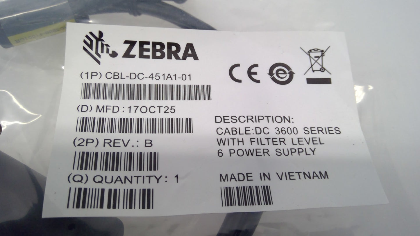 NEW Zebra CBL-DC-451A1-01 DC 3600 Series with Filter Level 6 Power Supply