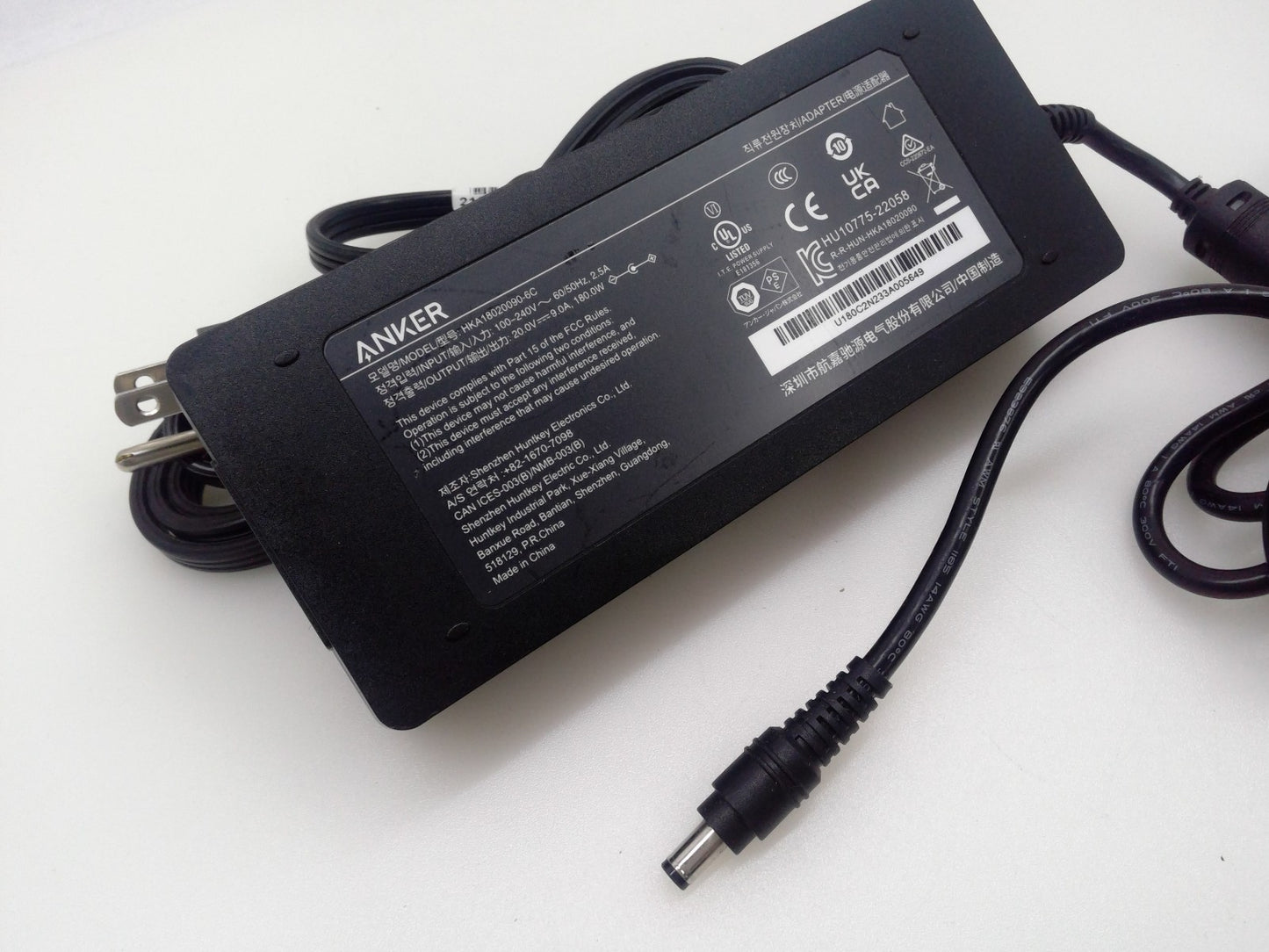 OEM Anker HKA18020090-6C AC/DC Adapter 180W Power Supply Charger 20V 9A 5.5mm
