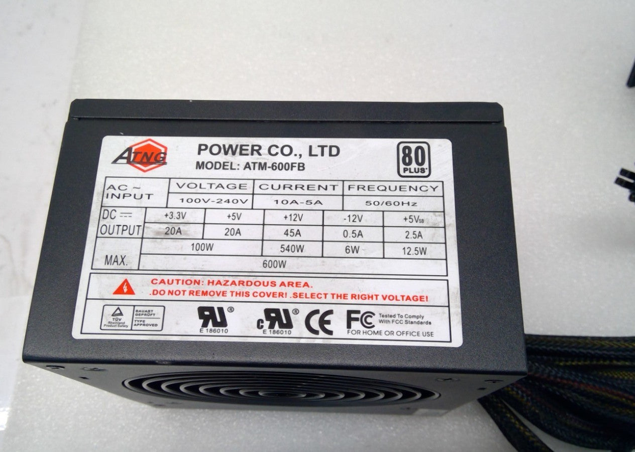 ATNG ATM-600FB 20+4 Pin 600W 80PLUS ATX Desktop Power Supply