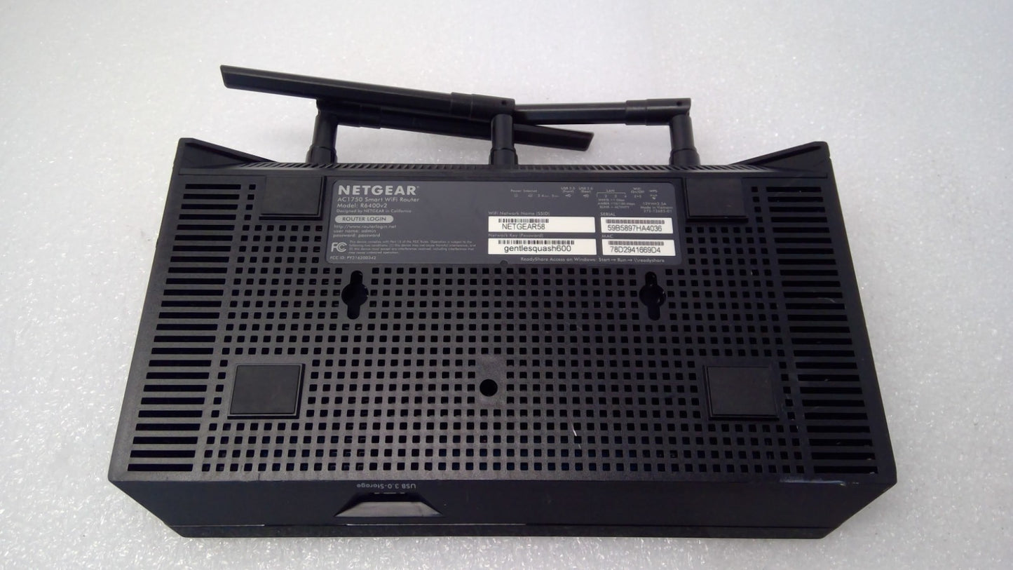 NETGEAR AC1750 Smart WiFi Router Black Model R6400v2 With AC