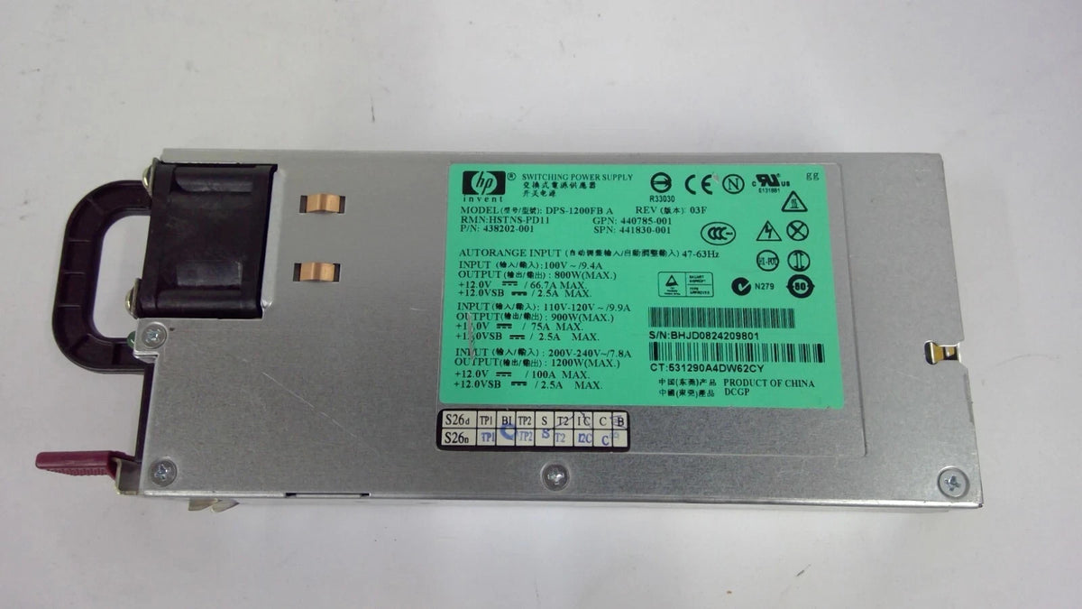 HP 1200W Power Supply DPS-1200FB HSTNS-PD11 P/N:438202-001/2