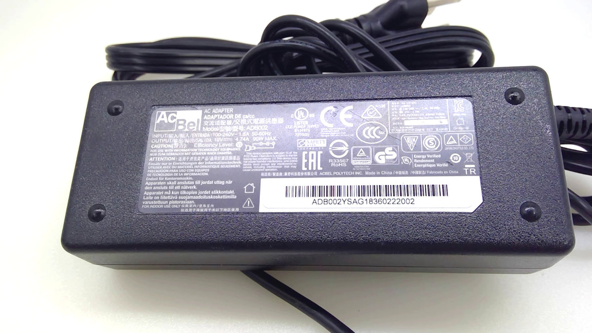 Genuine AcBel ADB002 90W 19V 4.74A AC Adapter Yellow Tip w/ AC Power Cord