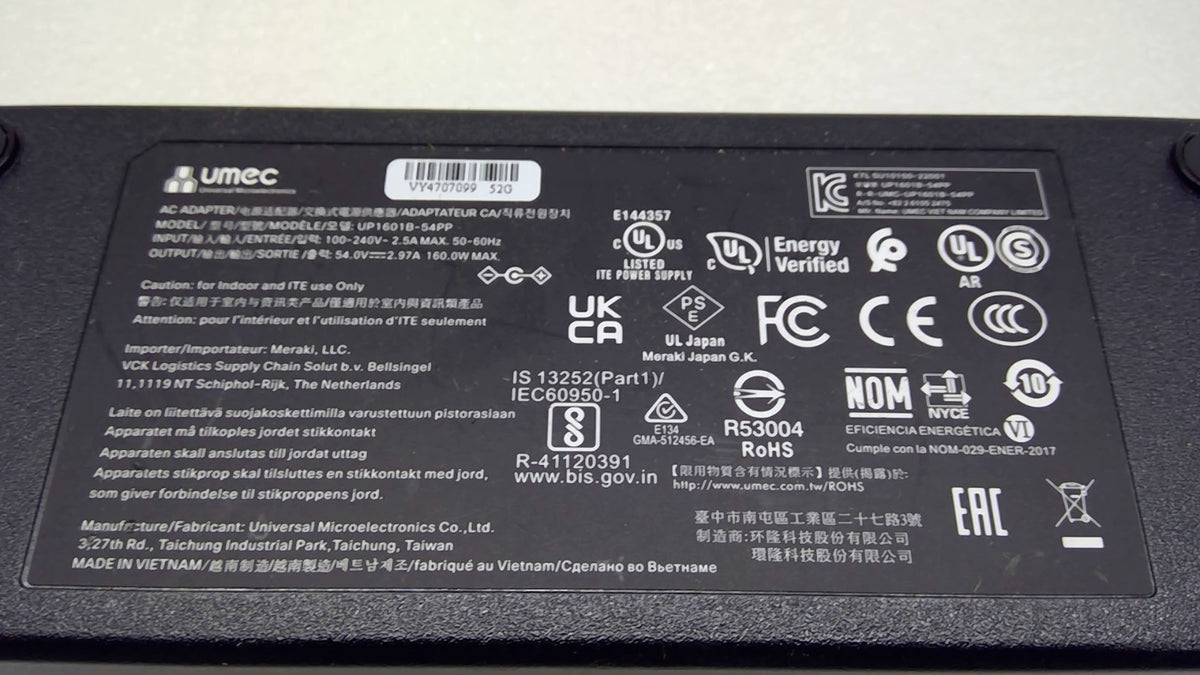 Genuine UMEC UP1601B-54PP 54V 2.97A 160W AC Power Adapter For Cisco Switch OEM