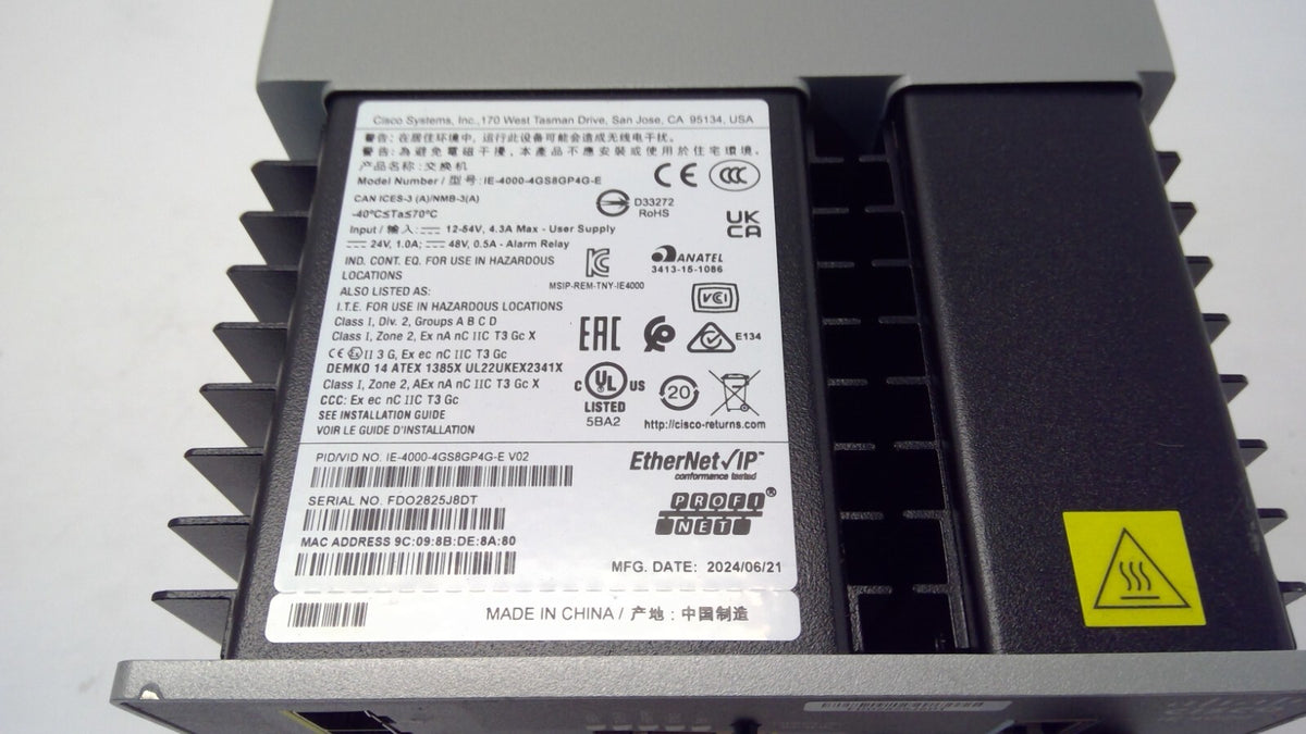 Cisco IE-4000-4GS8GP4G-E v02 Industrial Ethernet 4000 Switch EtherNet/IP