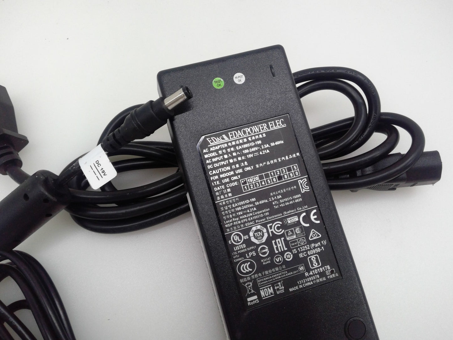 Genuine Edac AC Power Adapter EA10951D-190 Charger 19V 4.21A 5.5x2.5mm