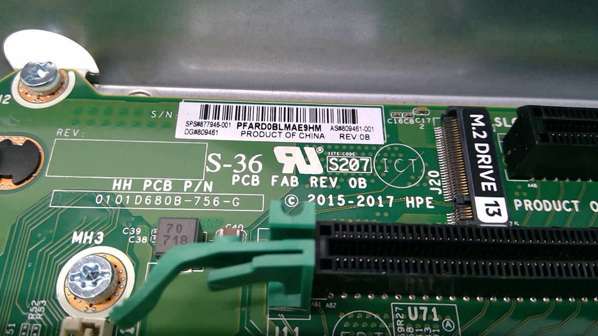 HP 877946-001 DL380 G10 2X8 X16 M.2 SATA PCI Slot Riser Kit  809461-001