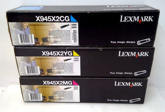 Genuine Lexmark Toner Cartridge Set of 3 X945X2YG, X945X2CG ,X945X2MG(CYM)