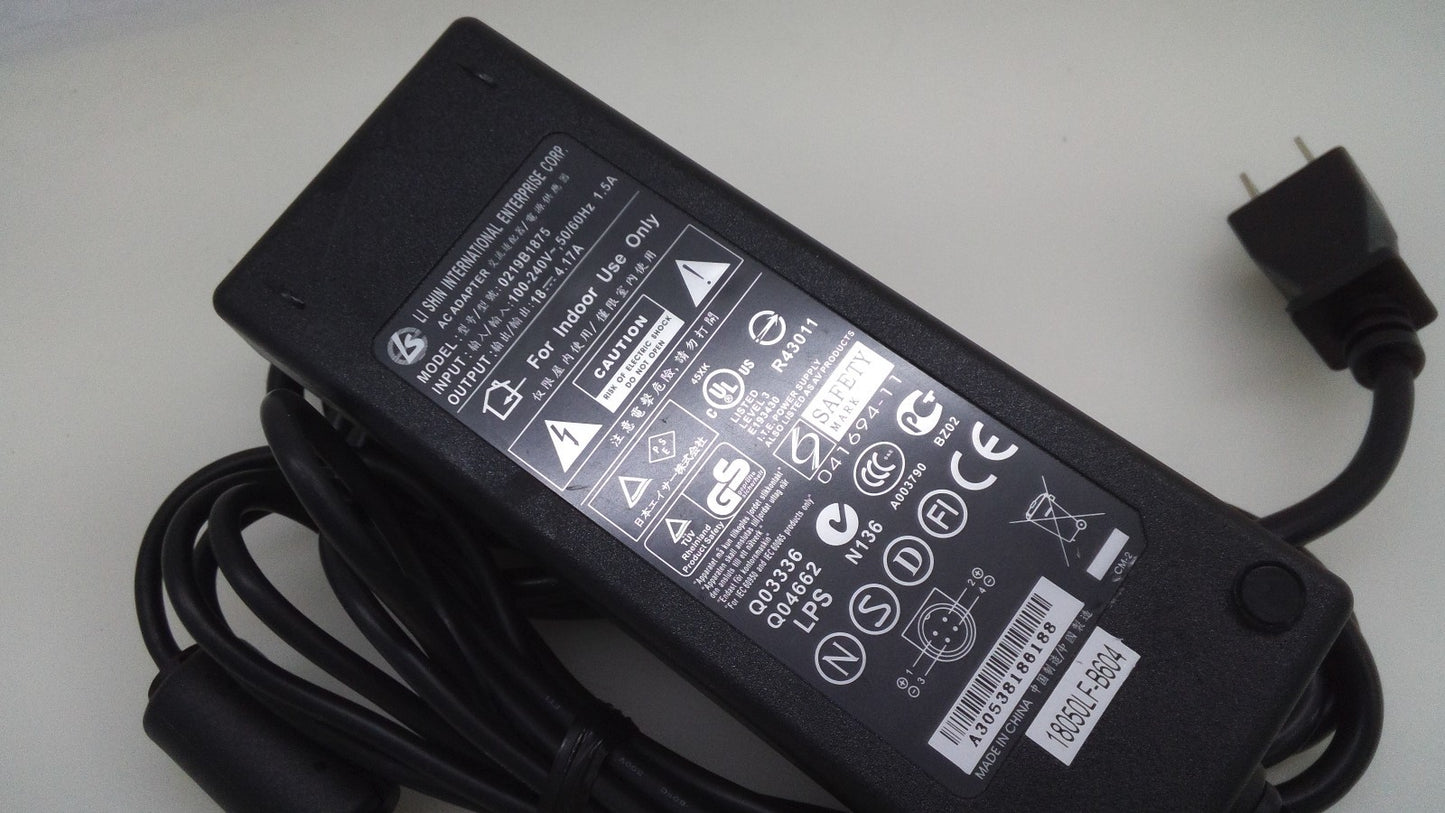 Genuine Li Shin AC Power Adapter 0219B1875 Charger 18V 4.17A 75W 4-Pin Plug