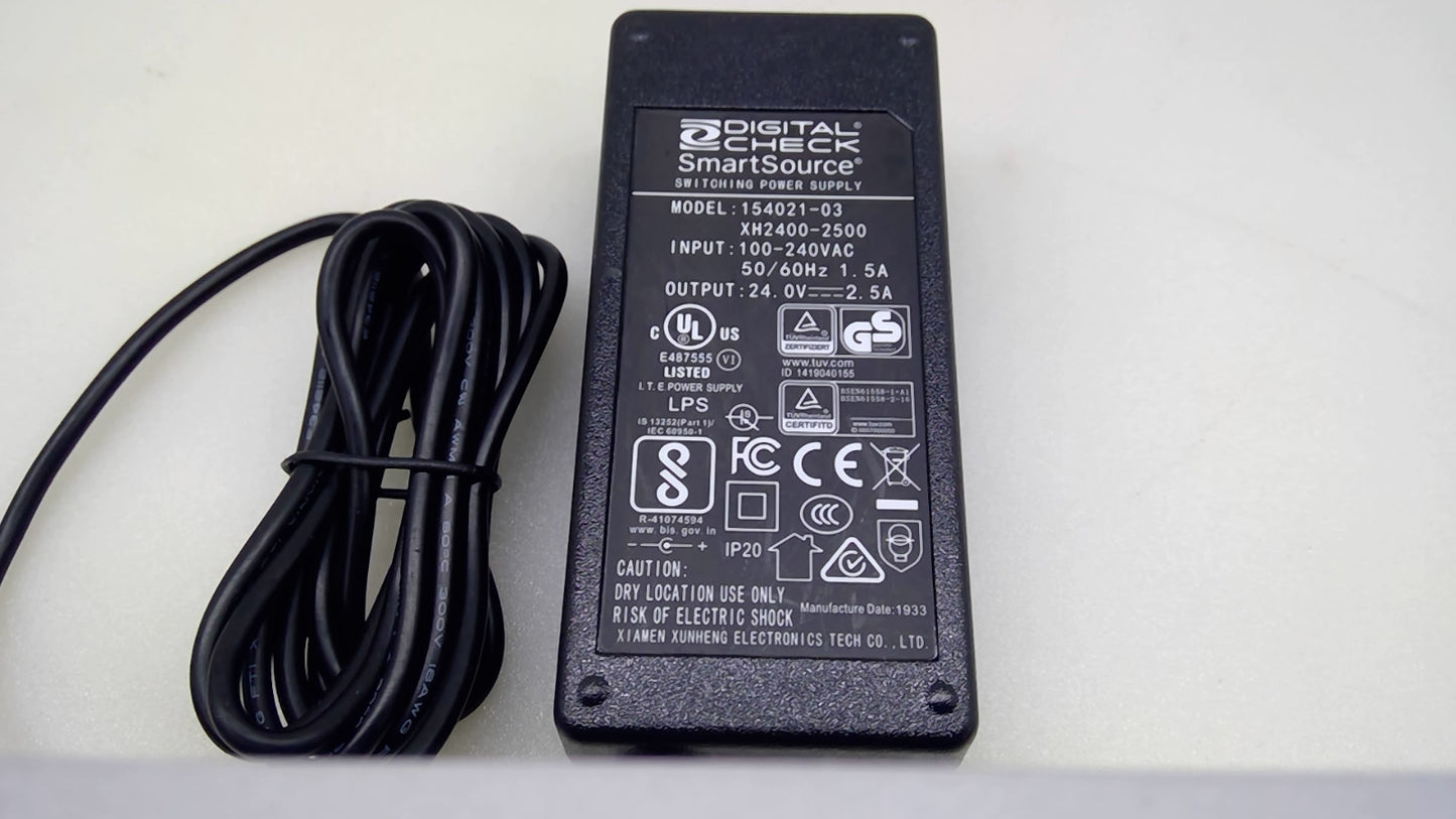 OEM Digital Check 154021-03 24V 2.5A 60W TS500 BX7200 Scanner Power Adapter