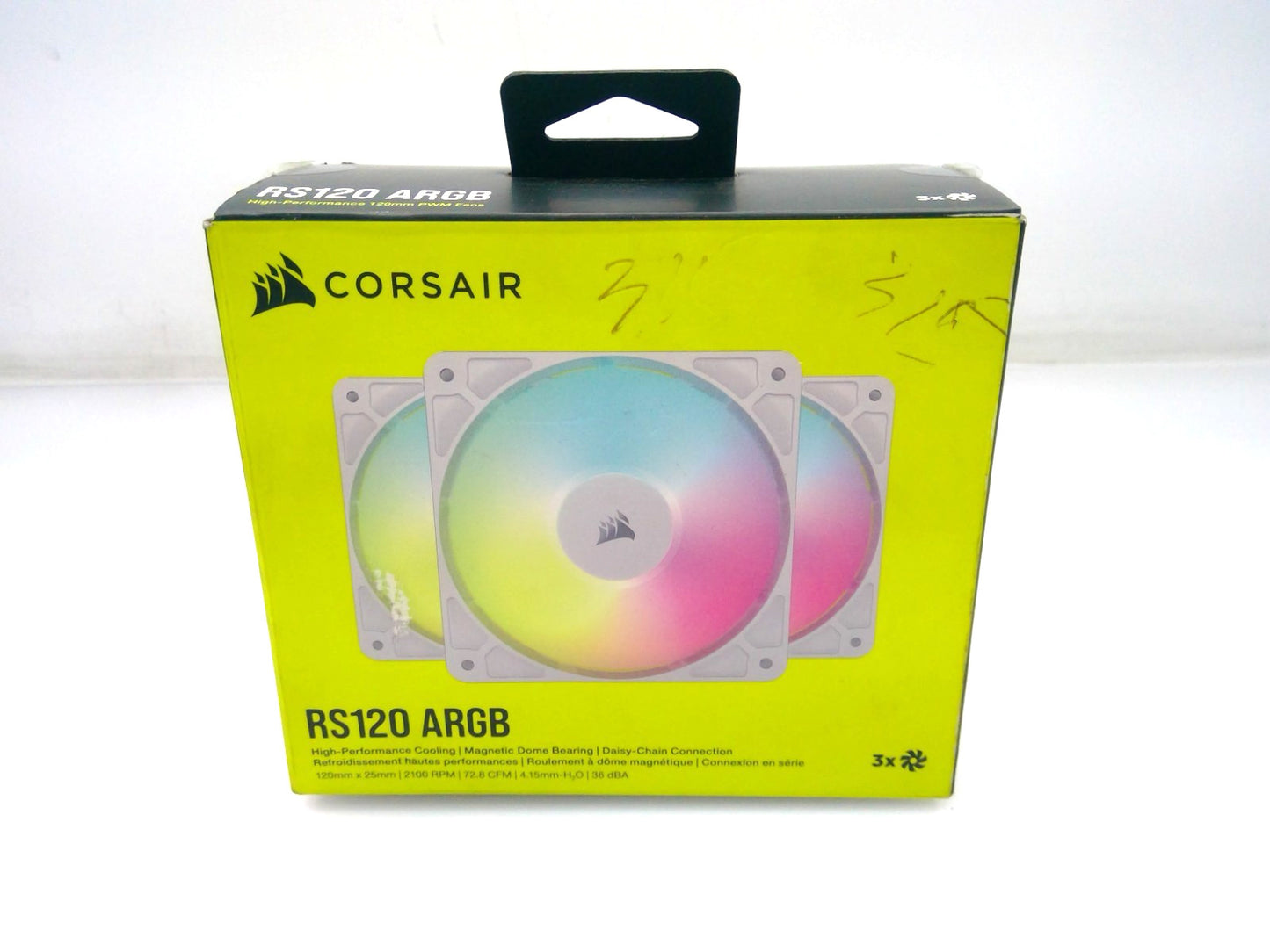 CORSAIR - RS120 ARGB 120mm PWM Fans (3-pack) - White CO-9050185-WW Open Box