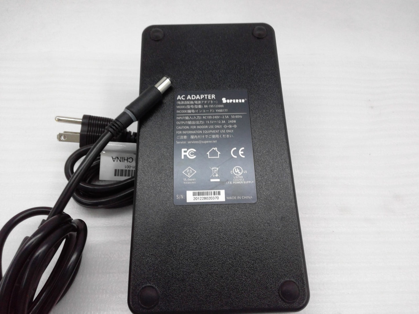 Superer AC Adapter BX-195123000 19.5V 12.3A 240W For Dell
