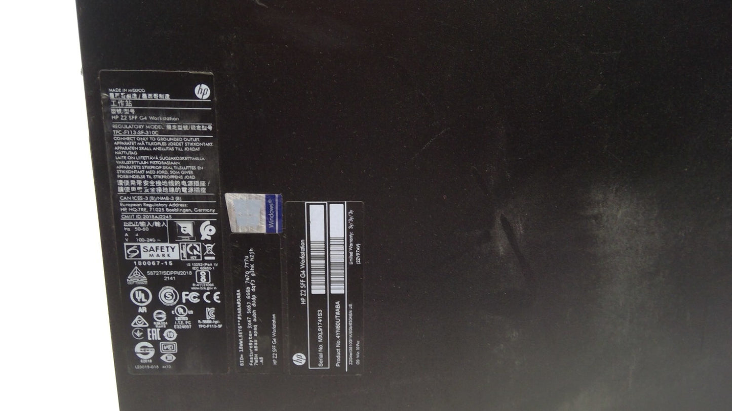 HP Z2 G4 Workstation i3-8100@ 3.60GHz 16GB RAM 256GB SSD USB Wi-Fi (No OS) B0