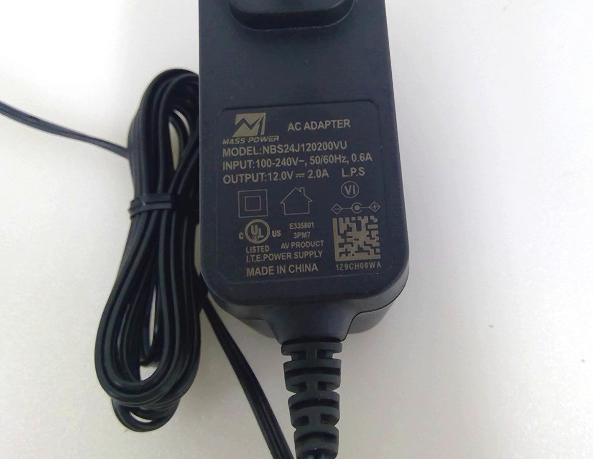 MASS POWER NBS24J120200VU AC Adapter 12V 2A 24W DC Power Supply
