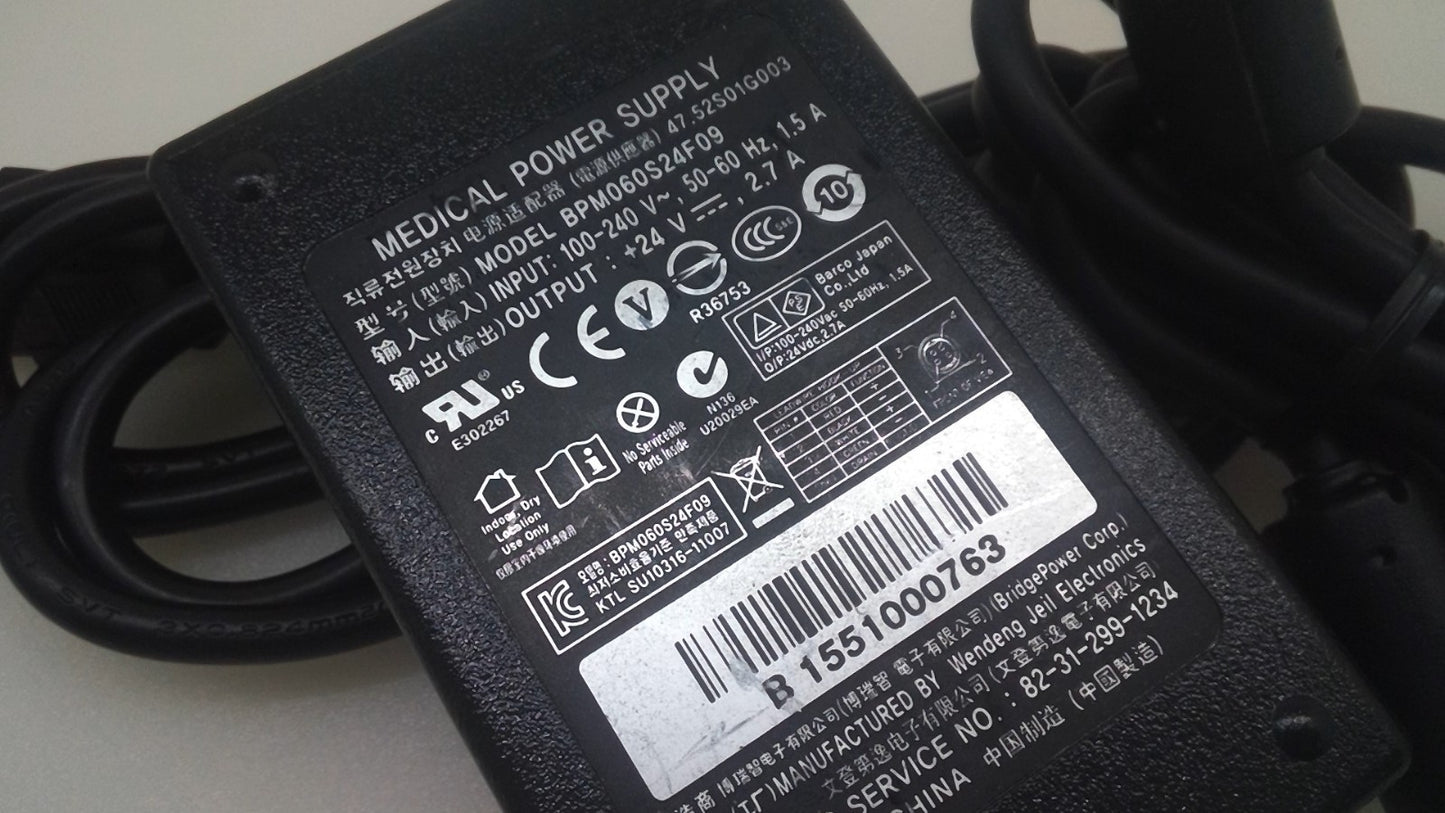 Genuine Barco Medical Adapter BPM060S24F09 Bridgepower 24V 2.7A 4-Pin
