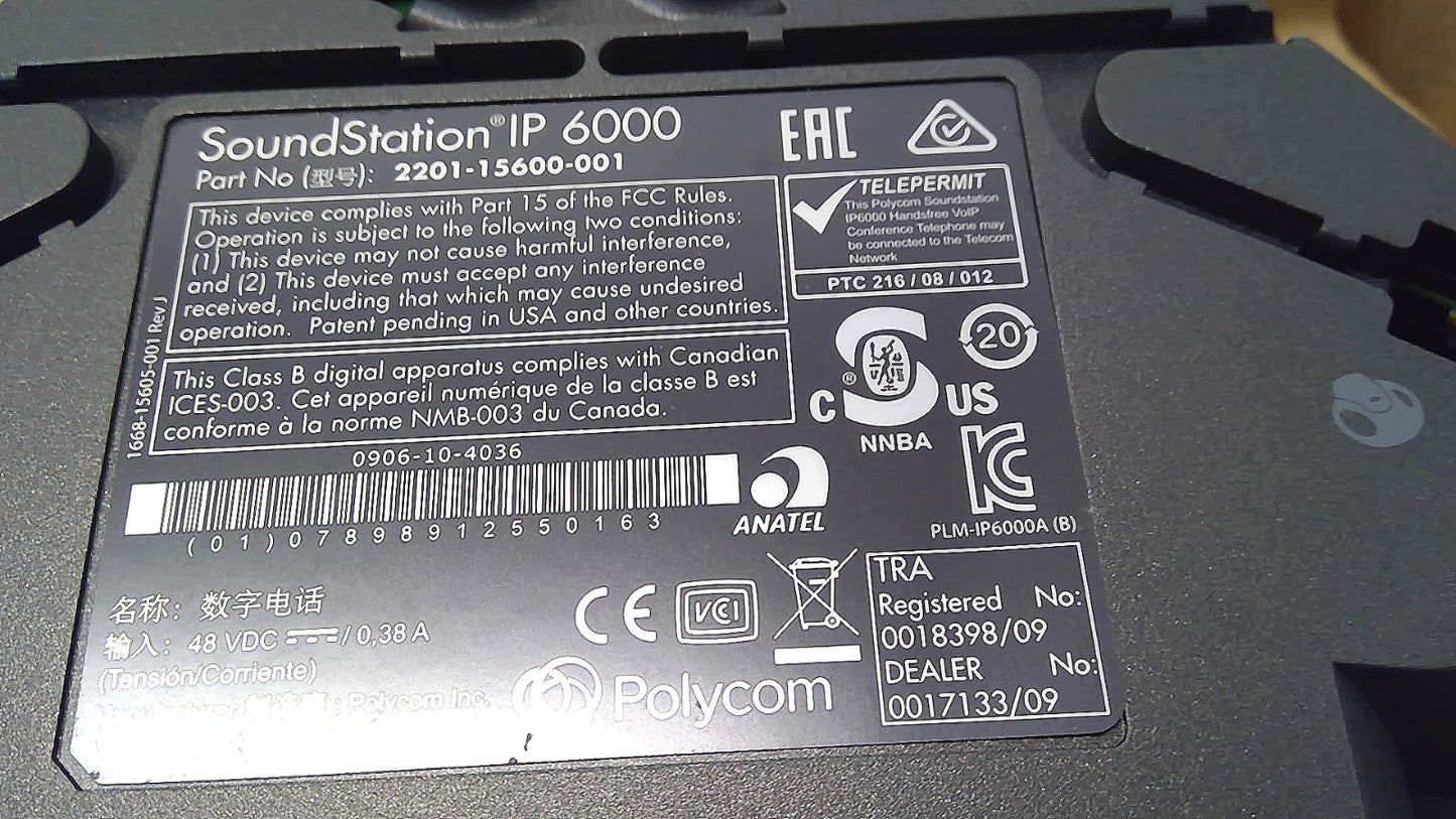 Open POLYCOM SoundStation IP 6000 PoE Business CONFERENCE PHONE 2200-15600-001